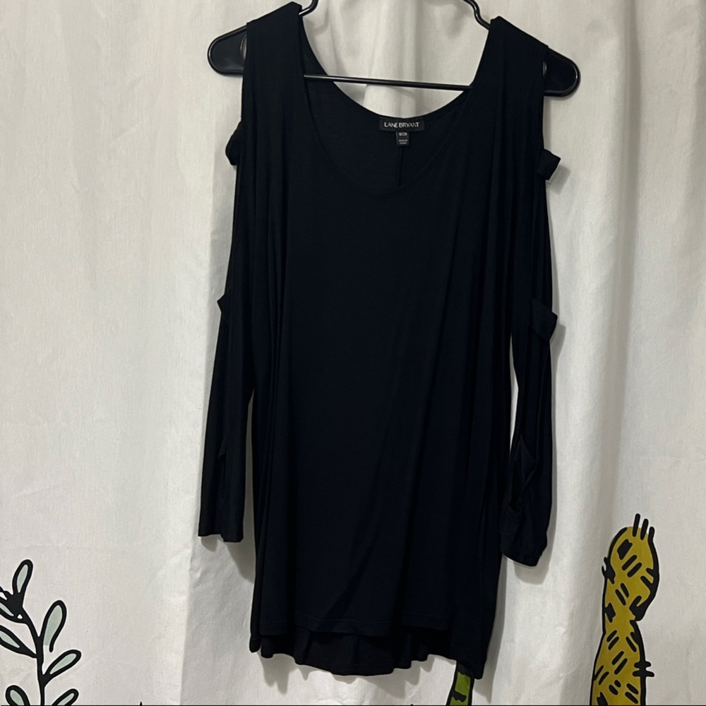 Lane Bryant Black Asymmetrical Cut Out Blouse
